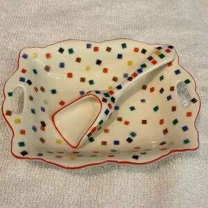 Colorful Square Patterned Serveware Set 1950’s